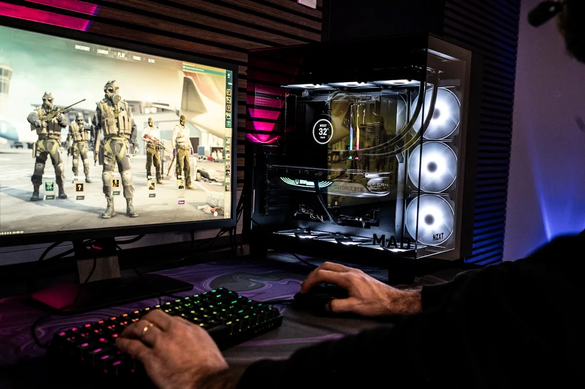 Os 32 melhores jogos single player para PC em 2026 Setup gamer com PC e monitor ultrawide rodando os melhores jogos single player de 2026